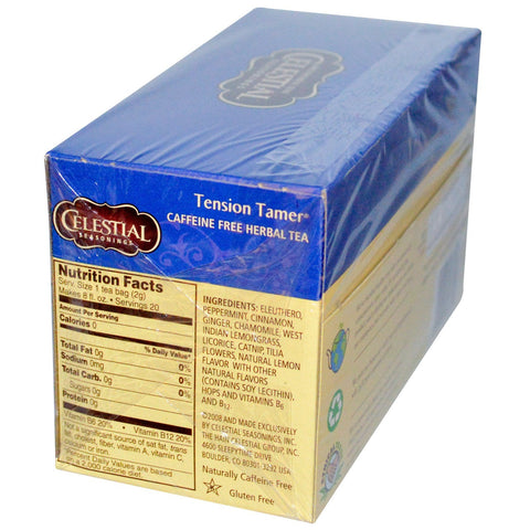 Celestial Seasonings, Herbal Tea, Tension Tamer, Caffeine Free, 20 Tea Bags, 1.5 oz (43 g)