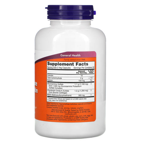 Now Foods, Glucosamine & Chondroitin with MSM, 180 Veg Capsules