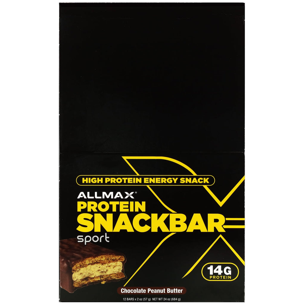 ALLMAX Nutrition, High Protein Energy Snack, Protein Bar, Chocolate Peanut Butter, 12 Bars, 2 oz (57 g) Each