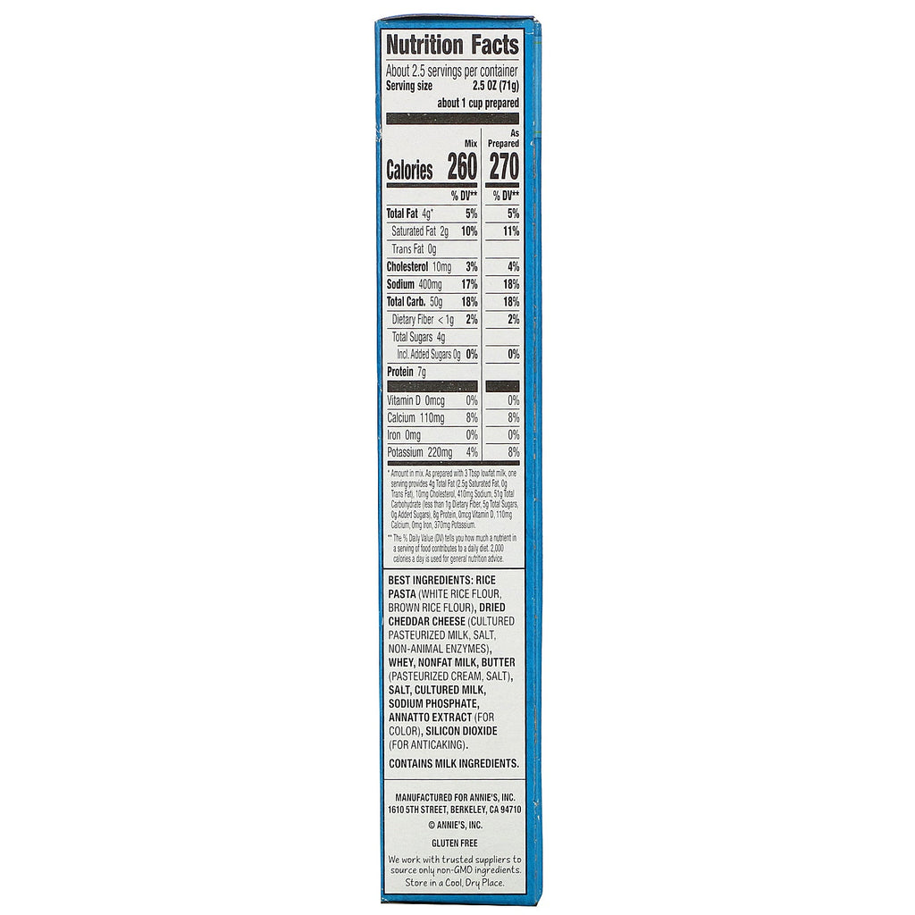 Annie's Homegrown, Rice Pasta & Classic Cheddar, Gluten Free, 6 oz (170 g)