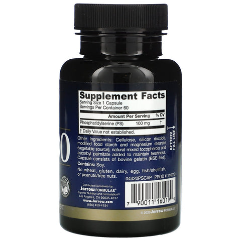 Jarrow Formulas, PS 100, Phosphatidylserine, 100 mg, 60 Capsules