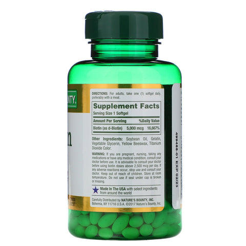 Nature's Bounty, Biotin, 5,000 mcg, 150 Rapid Release Softgels