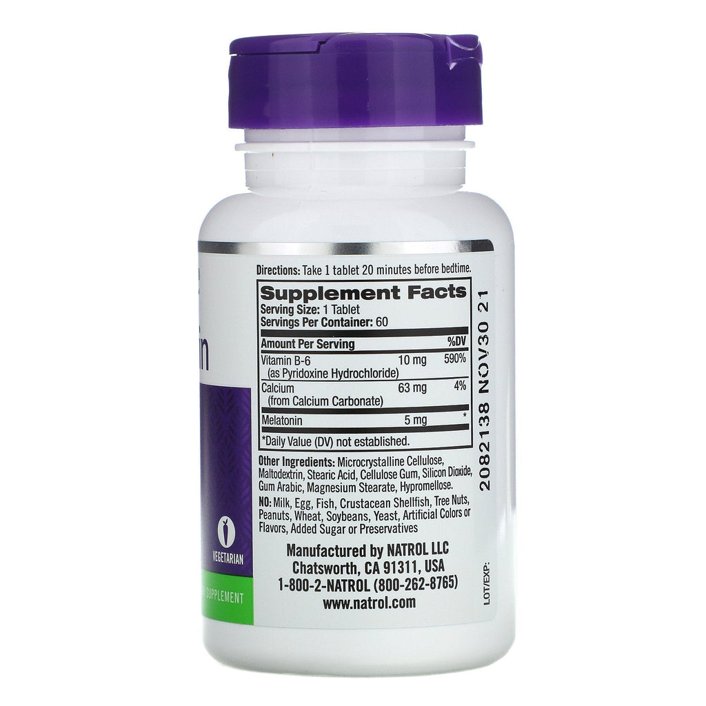 Natrol, Melatonin, Ekstra styrke, 5 mg, 60 tabletter