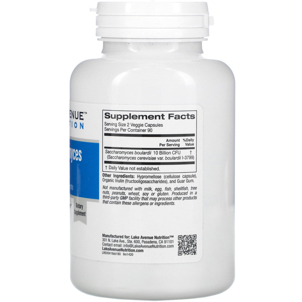 Lake Avenue Nutrition, Saccharomyces Boulardii, Probiotic Yeast, 10 Billion CFU, 180 Veggie Capsules