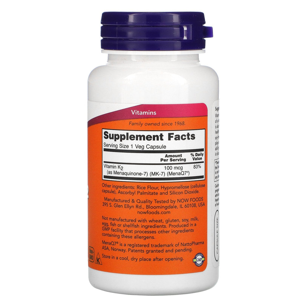 Now Foods, MK-7 Vitamin K-2 , 100 mcg, 120 Veg Capsules