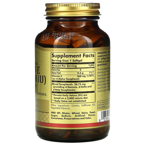 Solgar, Naturally Sourced Vitamin E, 268 mg (400 IU), 100 Softgels