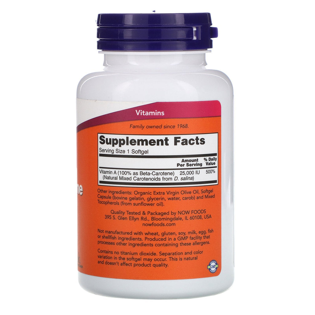 Now Foods, Natural Beta Carotene, 25,000 IU, 180 Softgels