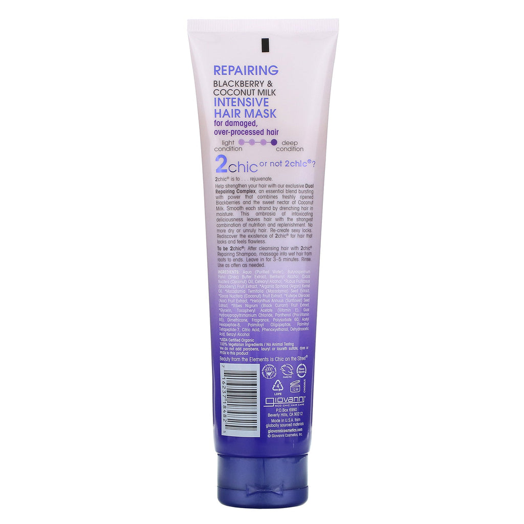 Giovanni, 2chic, Repairing, Intensive Hair Mask, Blackberry & Coconut Milk, 5.1 fl oz (150 ml)