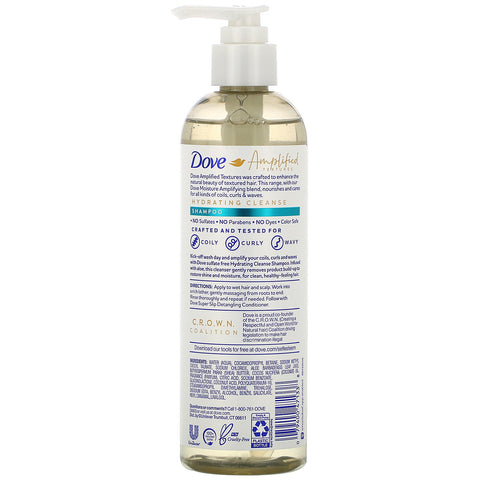 Dove, Amplified Textures, Hydrating Cleanse Shampoo, 11.5 fl oz (340 ml)