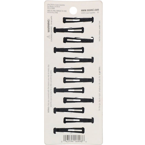 Scunci, Snap Hair Clip, Black, 12 Pieces