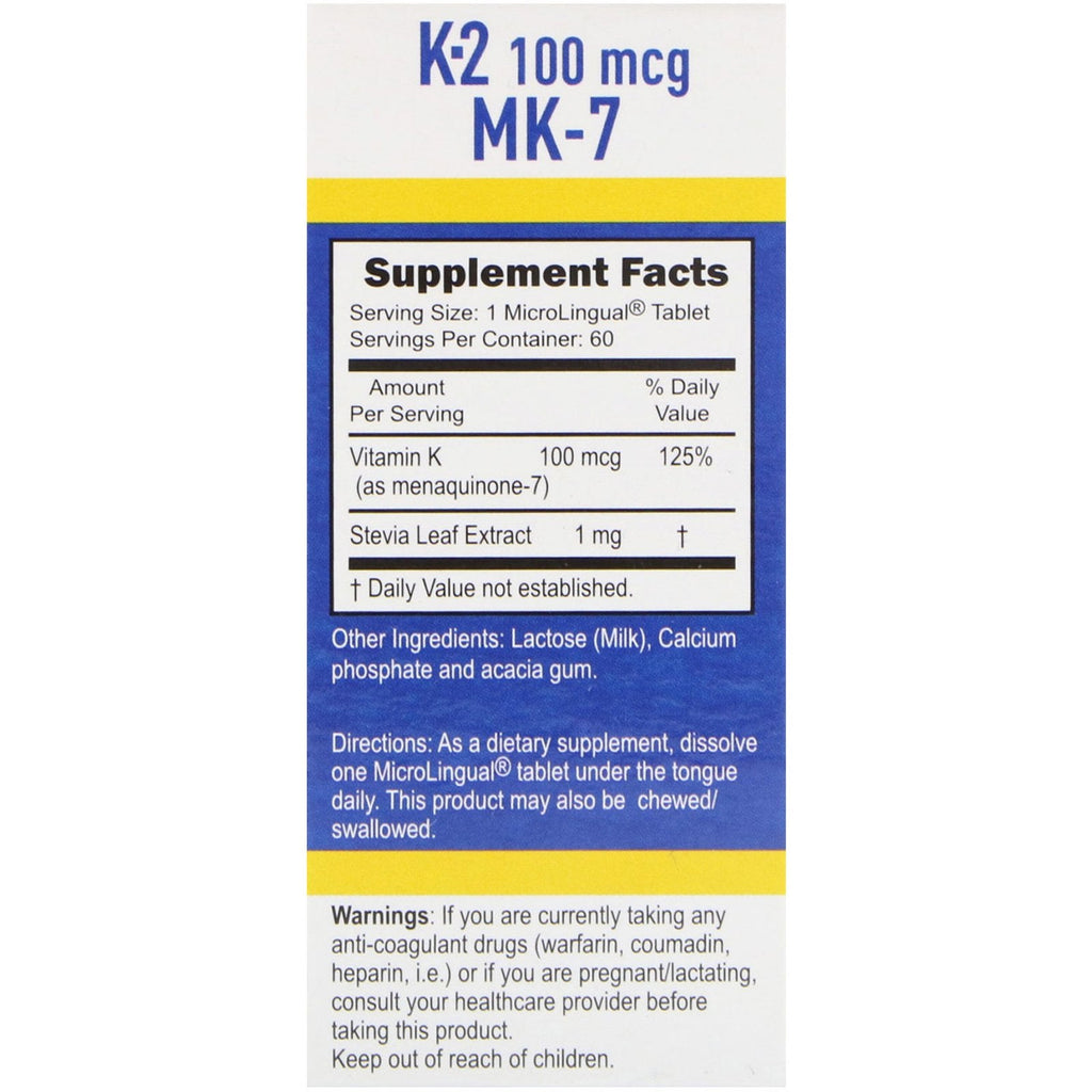 Superior Source, Vitamin K-2, 100 mcg, 60 Microlingual Instant Dissolve Tablets