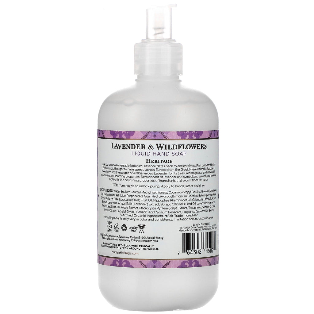 Nubian Heritage, Lavender & Wildflowers, Liquid Hand Soap, 12.3 fl oz (364 ml)