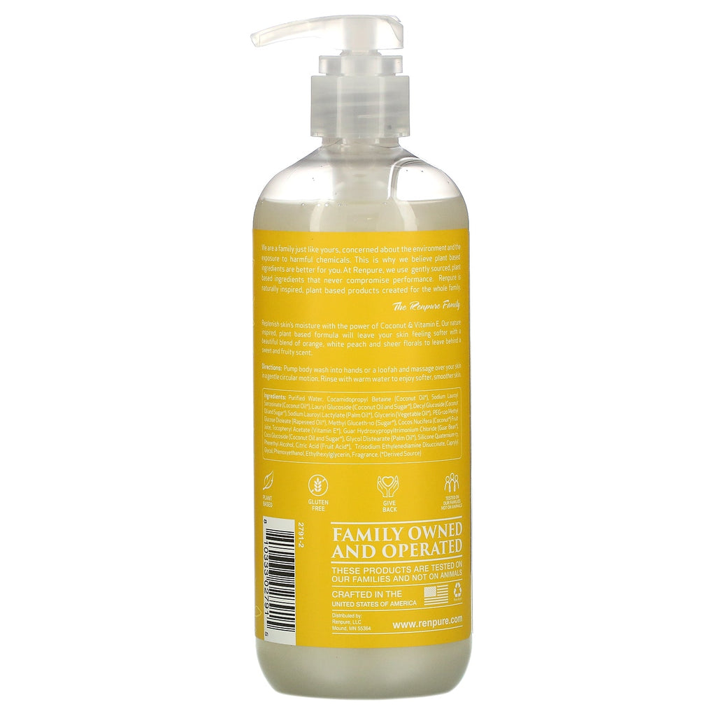 Renpure, Coconut + Vitamin E, Hydrate + Replenish Body Wash, 19 fl oz (561 ml)