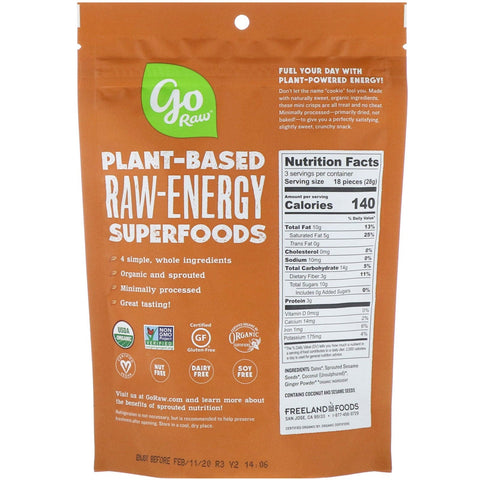 Go Raw, spirede Super Cookies, Ingefær Snaps, 3 oz (85 g)