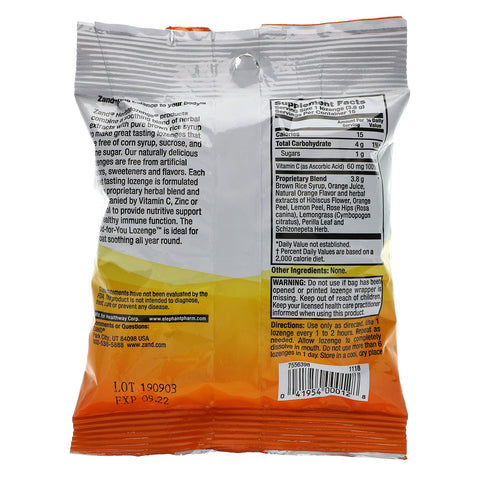 Zand, Orange C, Herbalozenge, Zesty Orange, 15 Lozenges