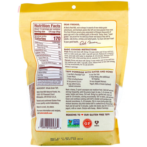 Bob's Red Mill, Teff, Whole Grain, 24 oz (680 g)