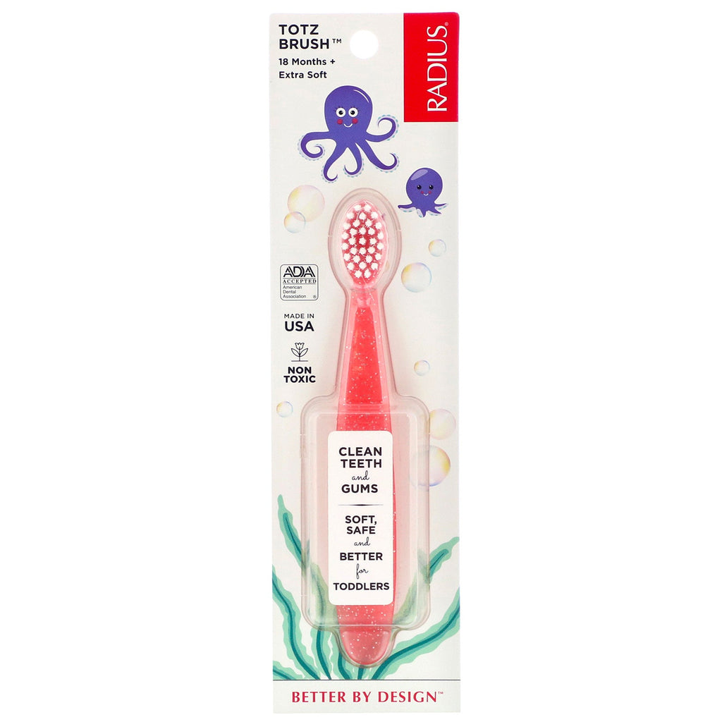 RADIUS, Totz Brush, 18 Months +, Extra Soft, Coral, 1 Toothbrush