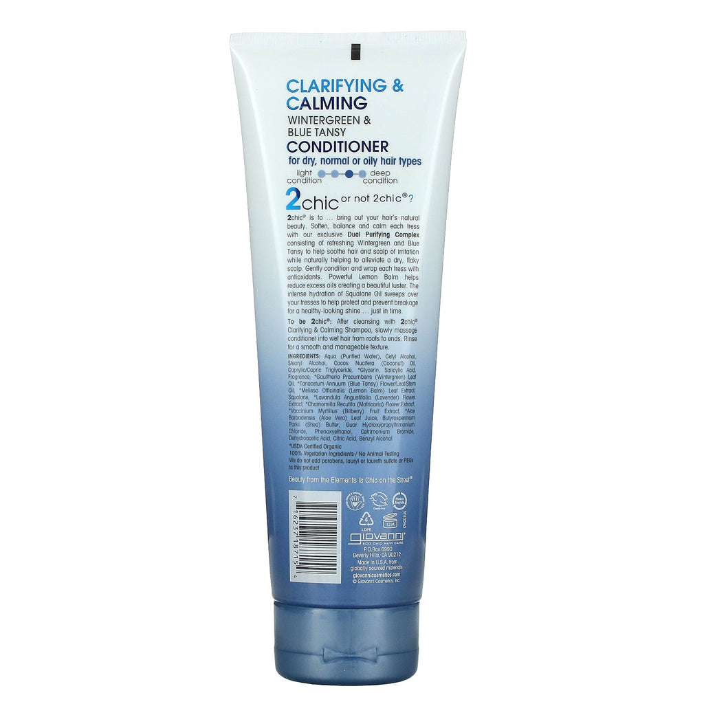 Giovanni, 2chic, Clarifying & Calming Conditioner, Wintergreen + Blue Tansy, 8.5 fl oz (250 ml)