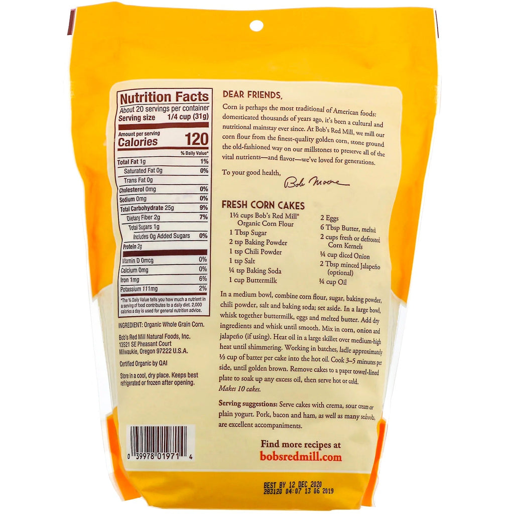 Bob's Red Mill,  Corn Flour, Whole Grain, 22 oz (624 g)