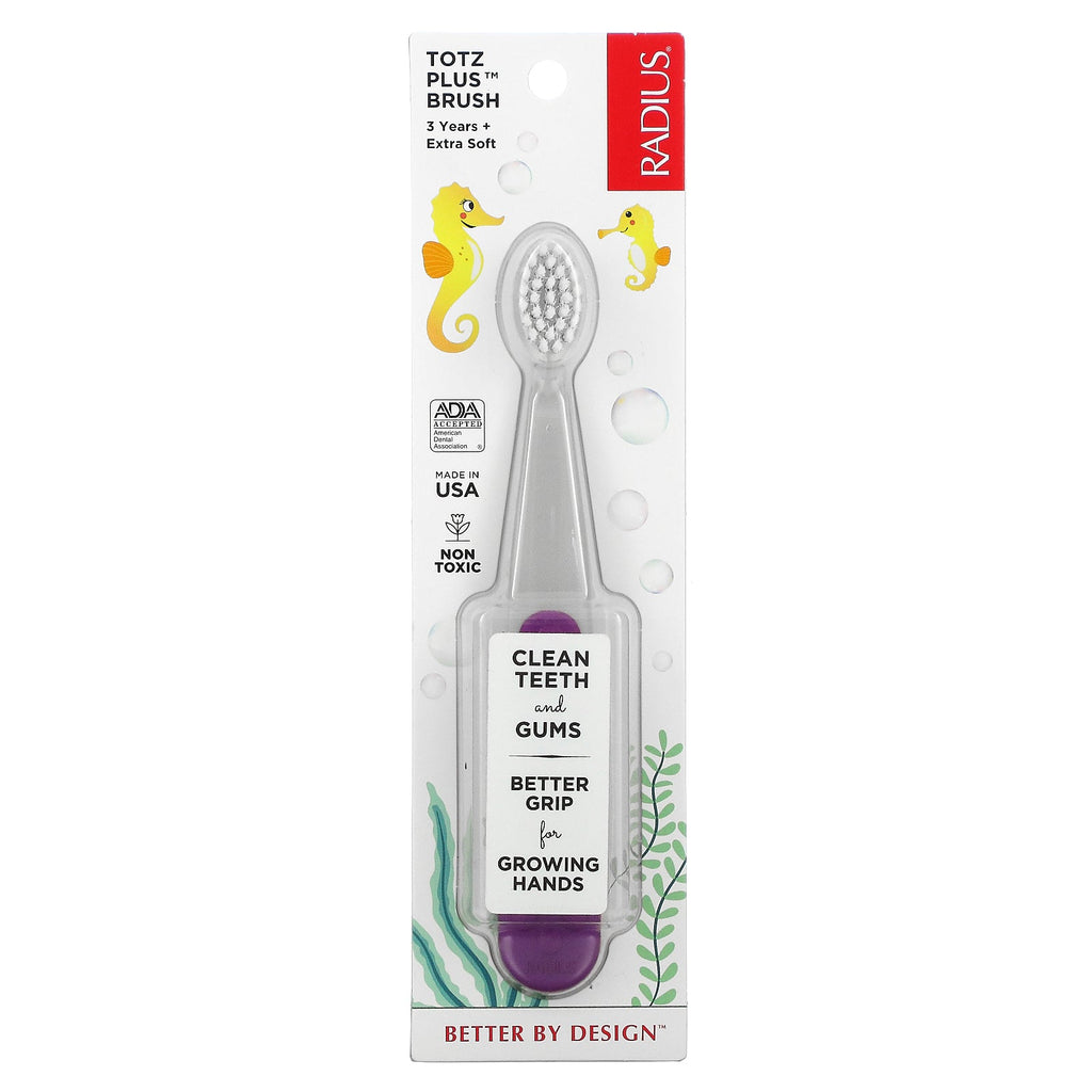 RADIUS, Totz Plus Brush, 3 Years +, Extra Soft, Gray Purple, 1 Toothbrush