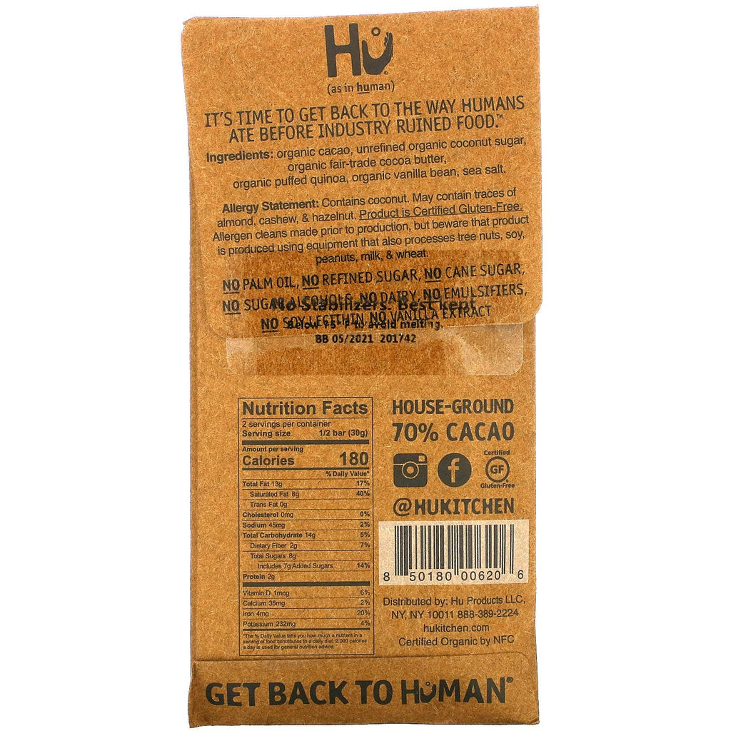 Hu, Vanilla Crunch mørk chokolade, 2,1 oz (60 g)
