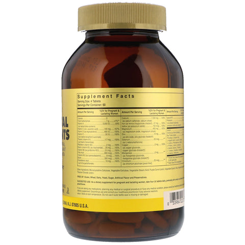 Solgar, Nutrientes prenatales, multivitaminas y minerales, 240 tabletas