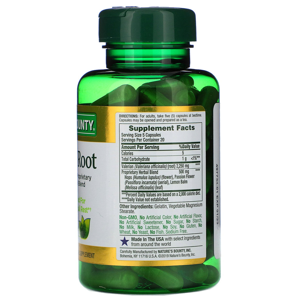 Nature's Bounty, Valerian Root with Proprietary Herbal Blend, 450 mg, 100 Capsules