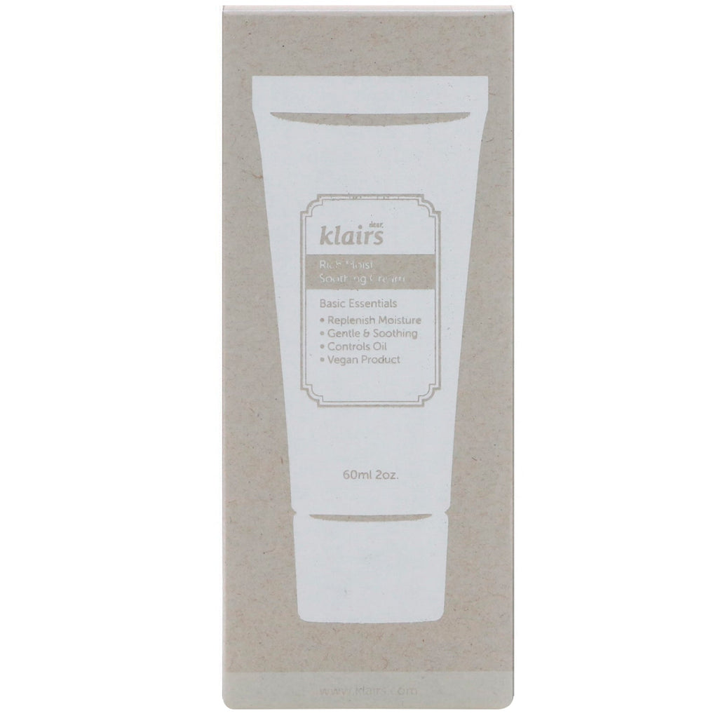 Dear, Klairs, Rich Moist Soothing Cream, 2 oz (60 ml)