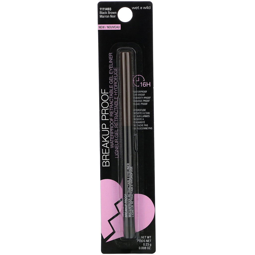 Wet n Wild, Breakup Proof Retractable Gel Eyeliner, Black Brown, 0.008 oz (0.23 g)