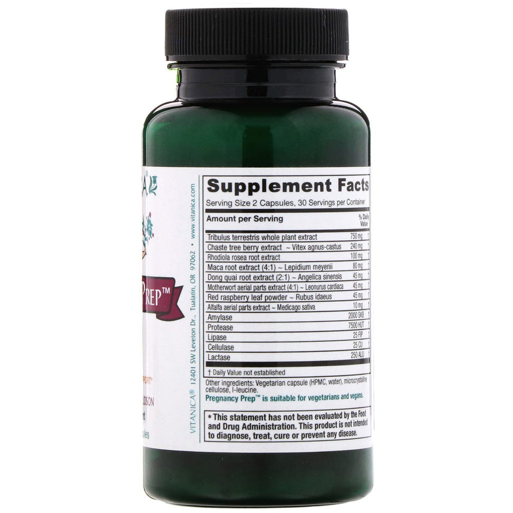 Vitanica, Pregnancy Prep, Reproductive System Support, 60 Vegetarian Capsules