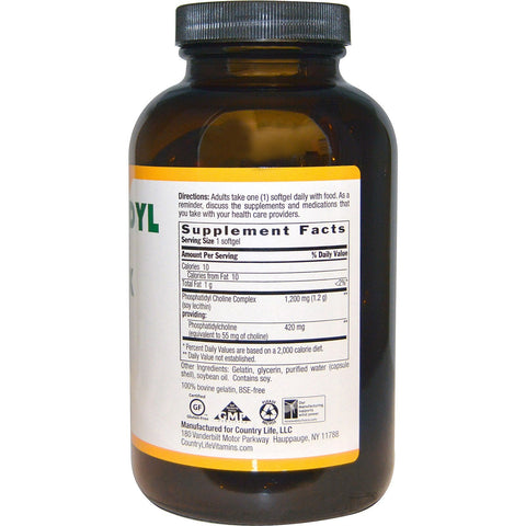 Country Life, Phosphatidyl Choline Complex, 1200 mg, 200 Softgels