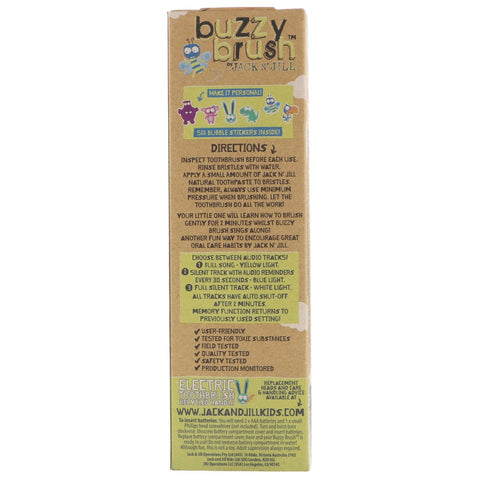 Jack n' Jill, Buzzy Brush, Electric Musical Toothbrush, 1 Electric Toothbrush + 1 Sticker Sheet