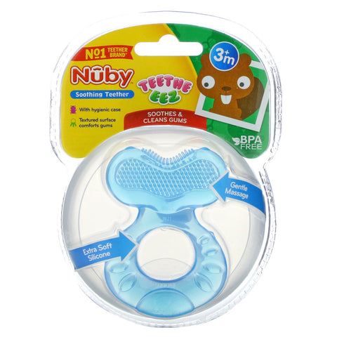 Nuby, Teethe Eez, Soothing Teether, 3+ Months, Blue, 2 Piece Set