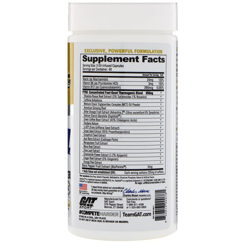 GAT, JetFUEL Pyro, 120 Oil-Infused Capsules