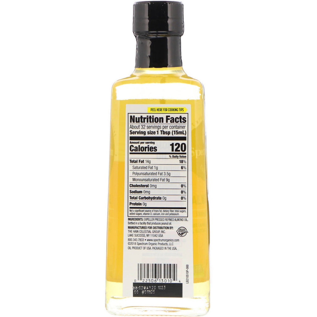 Spectrum Culinary, Almond Oil, Expeller Pressed, 16 fl oz (473 ml)