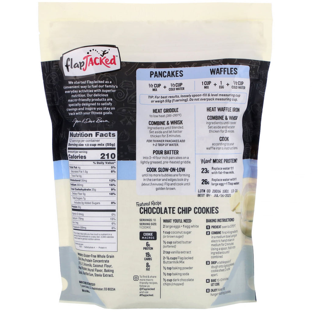 FlapJacked, Pancake and Baking Mix, Gluten-Free, Buttermilk, 24 oz (680 g)