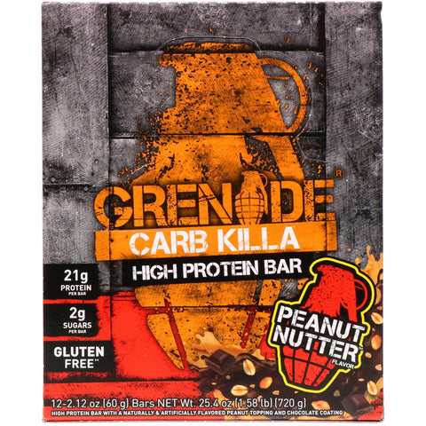 Grenade, Carb Killa, High Protein Bars, Peanut Nutter, 12 Bars, 2.12 oz (60 g) Each