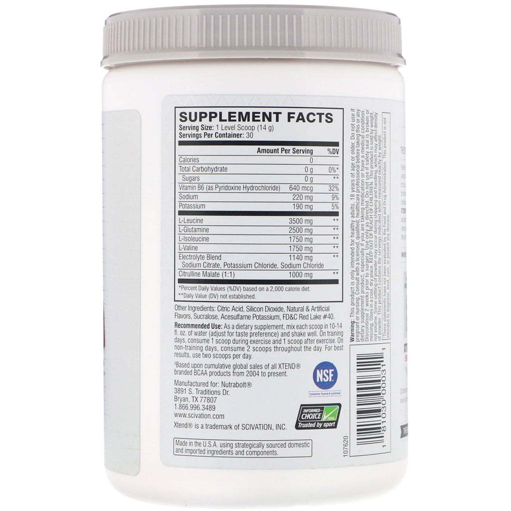 Xtend, The Original 7G BCAA, Strawberry Kiwi Splash, 14.8 oz (420 g)