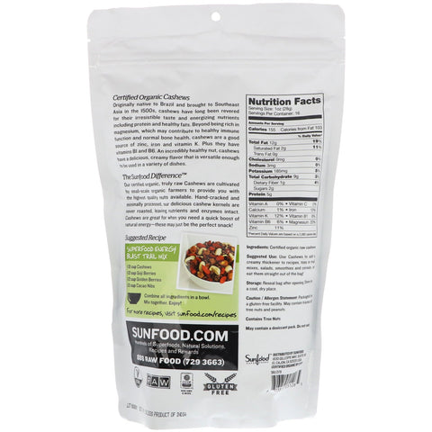 Sunfood, Raw  Whole Cashews, 1 lb (454 g)