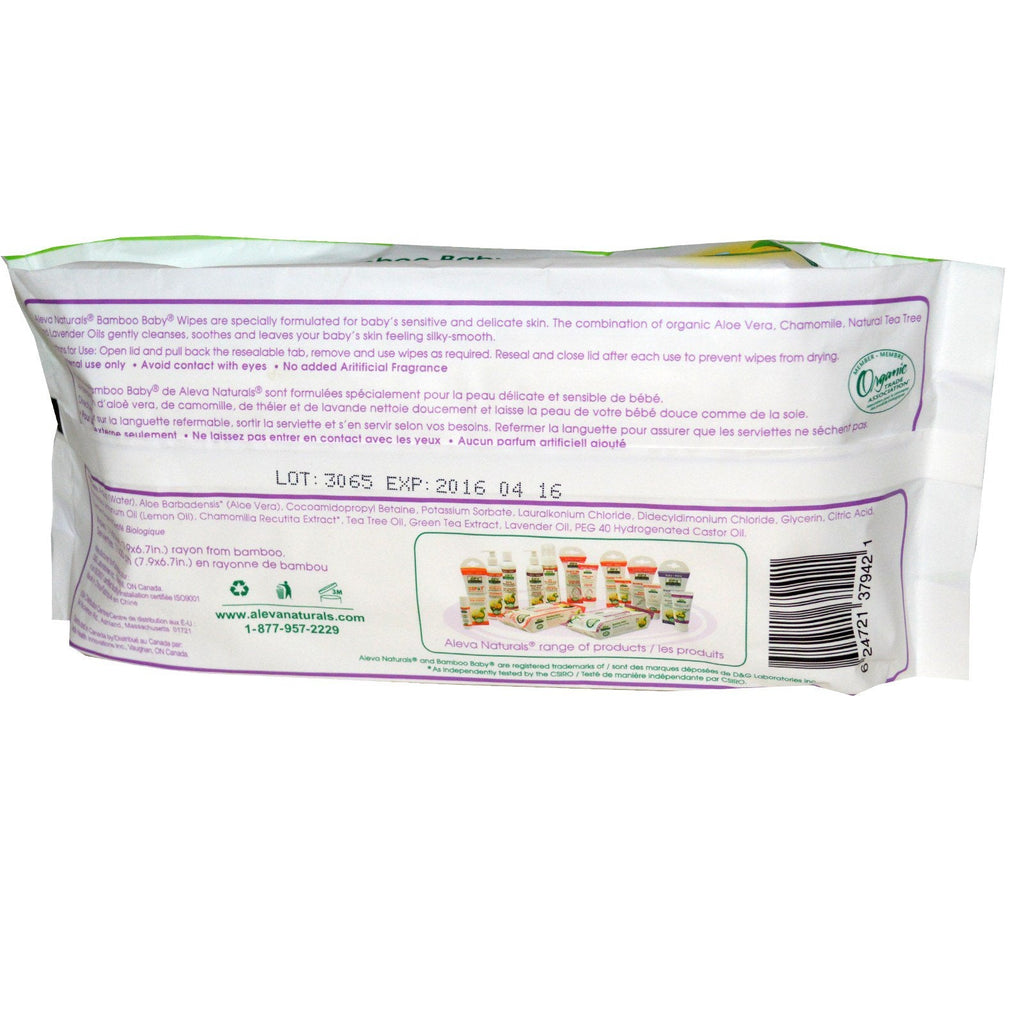 Aleva Naturals, Bamboo Baby Wipes, 80 Wipes