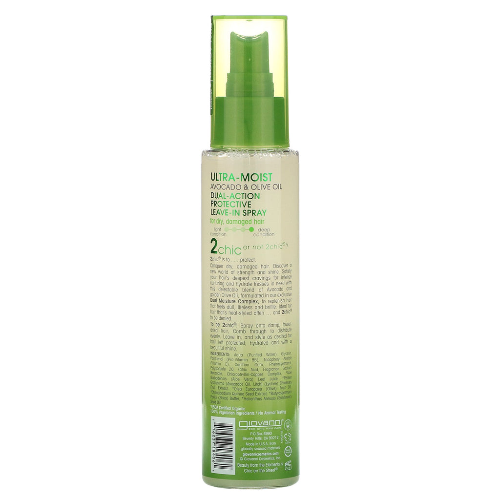 Giovanni, 2chic, Ultra-Moist Dual Action Protective Leave-In Spray, Avocado & Olive Oil, 4 fl oz (118 ml)