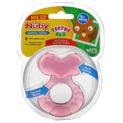 Nuby, Teethe Eez, Soothing Teether, 3+ Months, Pink, 2 Piece Set