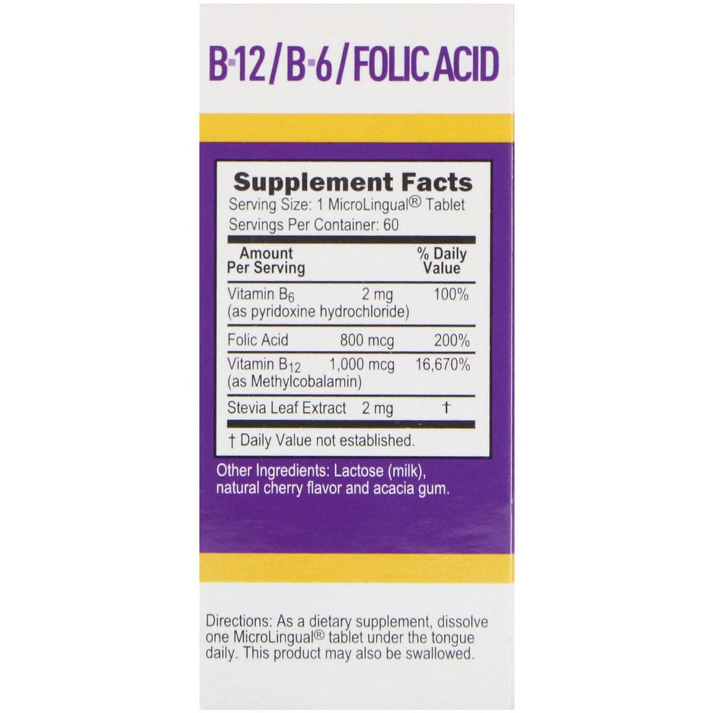 Superior Source, Methylcobalamin B-12, B-6 & Folic Acid, 1,000 mg/800 mg, 60 Tablets