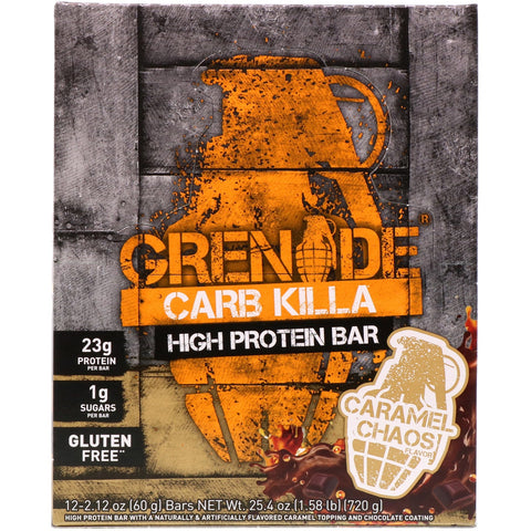 Grenade, Carb Killa, High Protein Bar, Caramel Chaos, 12 Bars, 2.12 oz (60 g) Each