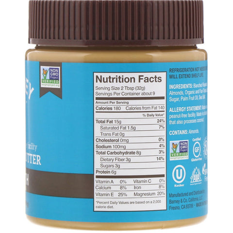 Barney Butter, Almond Butter, Smooth, 10 oz (284 g)