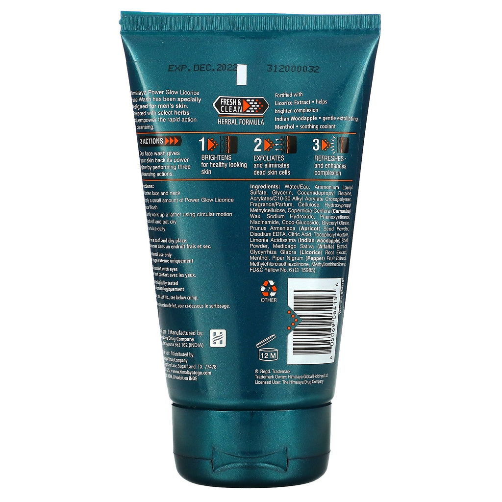 Himalaya, Men, Power Glow, Licorice Face Wash, 3.4 fl oz (100 ml)