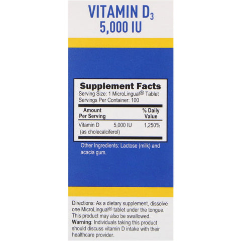 Superior Source, Extra Strength Vitamin D3, 125 mcg (5,000 IU), 100 MicroLingual Instant Dissolve Tablets