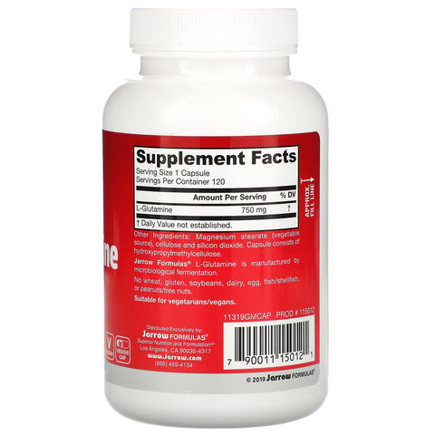 Jarrow Formulas, L-Glutamine, 750 mg, 120 Veggie Caps