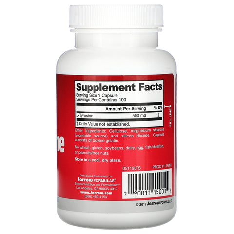 Jarrow Formulas, L-Tyrosine, 500 mg, 100 Capsules