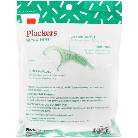 Plackers, Micro Mint, Dental Flossers, Value Size, Mint, 150 Count